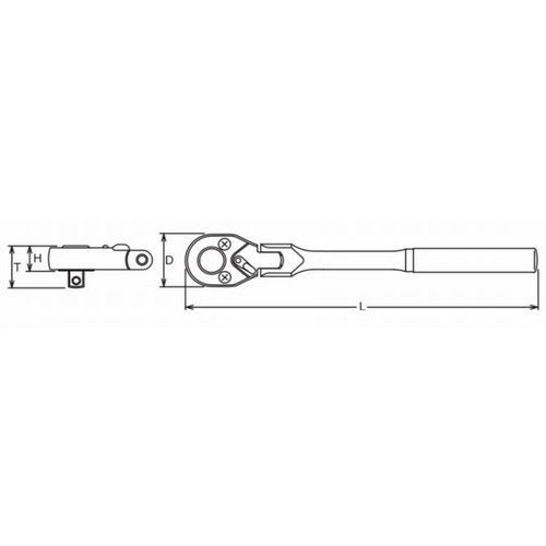 2774PS 1/4(6.35mm)SQ. 首振りラチェットハンドル(ショート/ポリッシュ