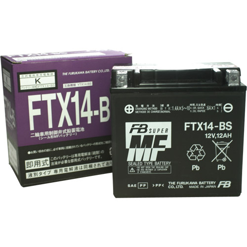 FTX14-BS （YTX14-BS 互換） (FTX14-BS) 古河電池 バイクバッテリーの 